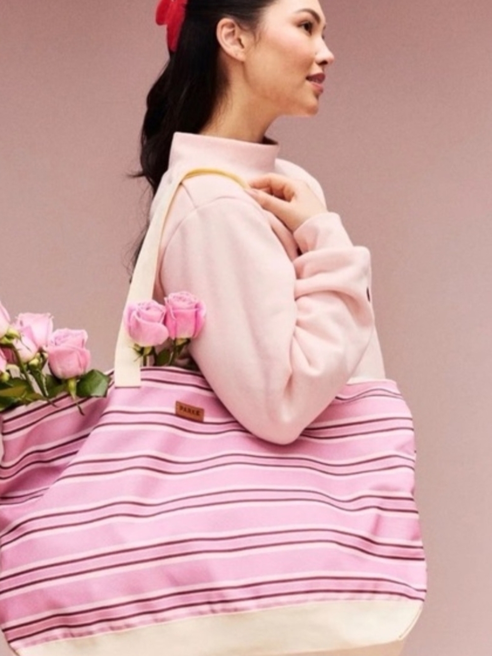New Parke Striped Pink Canvas Tote Bag 💙*SOLD OUT EVERYWHERE*💙